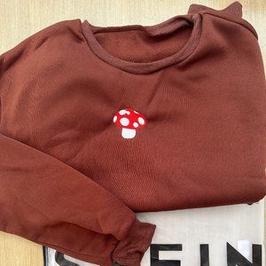 SHEIN Mushroom Embroidered Oversized Sweatshirt WOMEN'S SMALL NWT